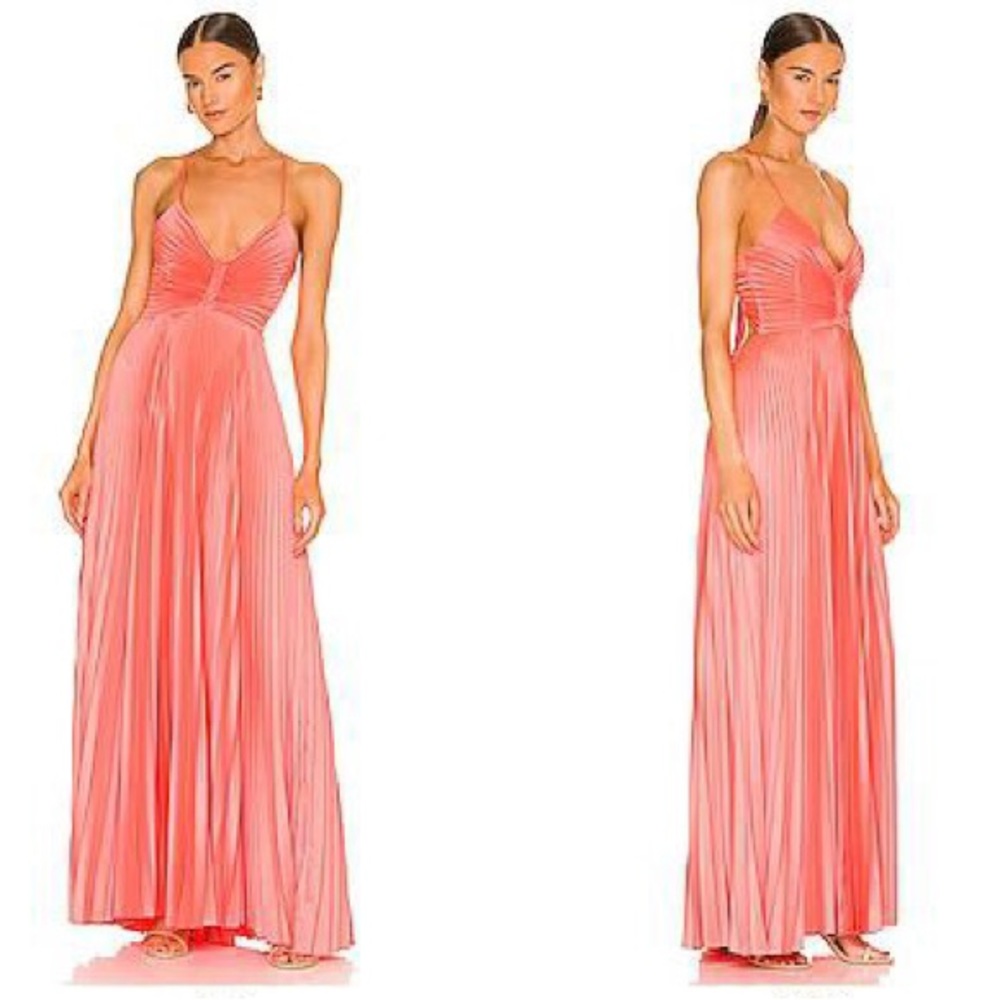A.L.C. Aries Pleated Gown in Maillot (Coral)